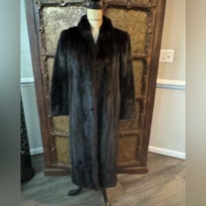 Elegant dark brown‎ mink Fur Coat S